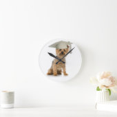 Yorkie Dog met Afstuderen Pet Ronde Klok (Huis)