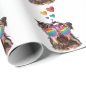 Yorkie Dog met hartenValentijnsdag Cadeaupapier (Rol Hoek)