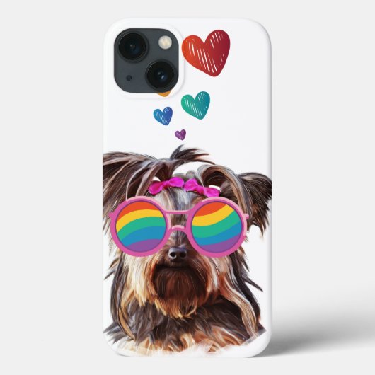 Yorkie Dog met hartenValentijnsdag Case-Mate iPhone Case (Achterkant)