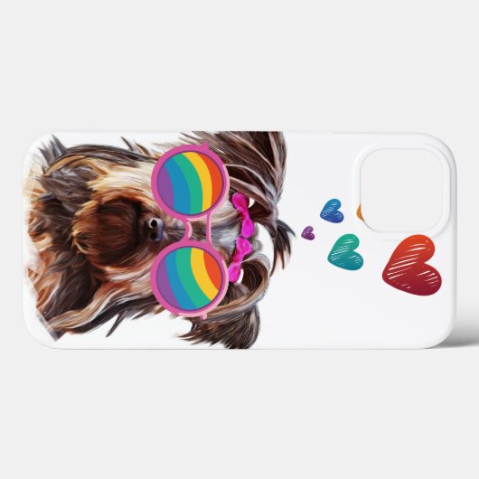 Yorkie Dog met hartenValentijnsdag Case-Mate iPhone Case (Achterkant (horizontaal))