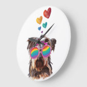 Yorkie Dog met hartenValentijnsdag Grote Klok (Hoek)