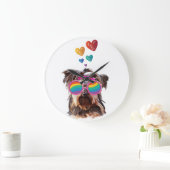 Yorkie Dog met hartenValentijnsdag Grote Klok (Huis)