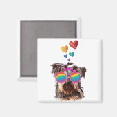 Yorkie Dog met hartenValentijnsdag Magneet (Voorkant / Achterkant)