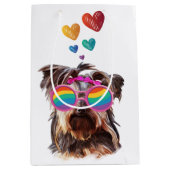 Yorkie Dog met hartenValentijnsdag Medium Cadeauzakje (Voorkant)
