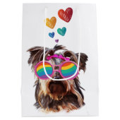 Yorkie Dog met hartenValentijnsdag Medium Cadeauzakje (Achterkant)