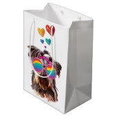 Yorkie Dog met hartenValentijnsdag Medium Cadeauzakje (Achterkant Gekanteld)