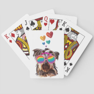 Yorkie Dog met hartenValentijnsdag Pokerkaarten