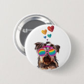 Yorkie Dog met hartenValentijnsdag Ronde Button 5,7 Cm (Voorkant /achterkant)