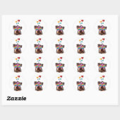 Yorkie Dog met hartenValentijnsdag Ronde Sticker (Vel)
