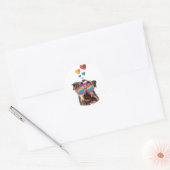 Yorkie Dog met hartenValentijnsdag Ronde Sticker (Envelop)
