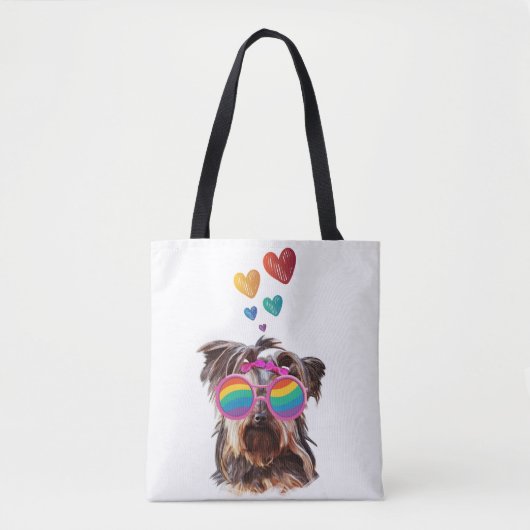Yorkie Dog met hartenValentijnsdag Tote Bag (Voorkant)