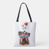 Yorkie Dog met hartenValentijnsdag Tote Bag (Achterkant)