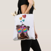 Yorkie Dog met hartenValentijnsdag Tote Bag (Dichtbij)