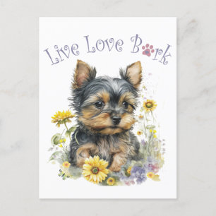 Yorkie Dog Mom Floral Briefkaart