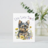 Yorkie Dog Mom Floral Briefkaart (Staand voorkant)