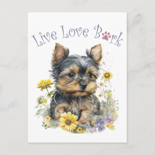 Yorkie Dog Mom Floral Briefkaart (Voorkant)