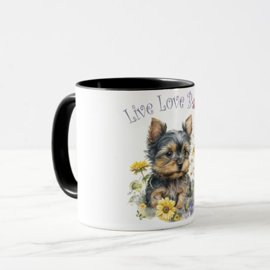 Yorkie Dog Mom Floral Mok (Voorkant links)