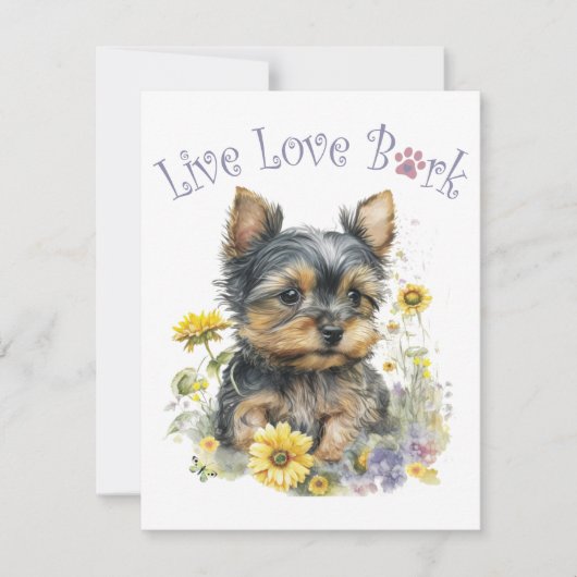 Yorkie Dog Mom Floral Notitiekaartje (Voorkant)