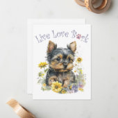 Yorkie Dog Mom Floral Notitiekaartje (Voorkant / Achterkant in situ)