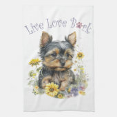 Yorkie Dog Mom Floral Theedoek (Verticaal)