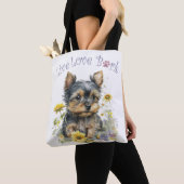 Yorkie Dog Mom Floral Tote Bag (Dichtbij)