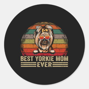 Yorkie Dog Mom Lover Fun Vintage Beste Yorkie Moed Ronde Sticker