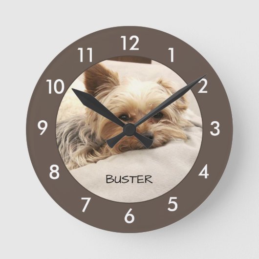 Yorkie Dog Personalized Round Clock Ronde Klok (Voorkant)