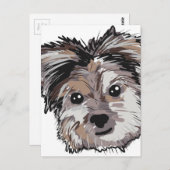 Yorkie Dog Pup Face Sketch Briefkaart (Voorkant / Achterkant)