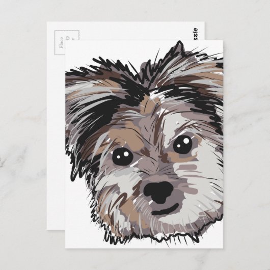 Yorkie Dog Pup Face Sketch Briefkaart (Voorkant / Achterkant)