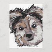 Yorkie Dog Pup Face Sketch Briefkaart (Voorkant)