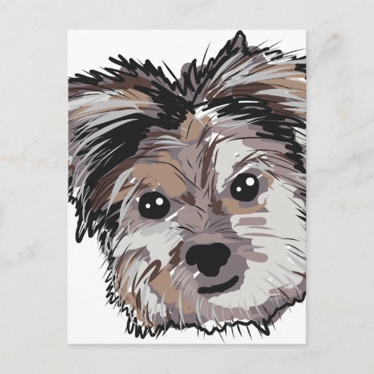 Yorkie Dog Pup Face Sketch Briefkaart (Voorkant)