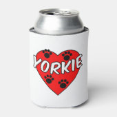 Yorkie Dog schilderen en rood hart Blikjeskoeler (Blikje Voorkant)