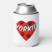 Yorkie Dog schilderen en rood hart Blikjeskoeler (Blikje Achterkant)