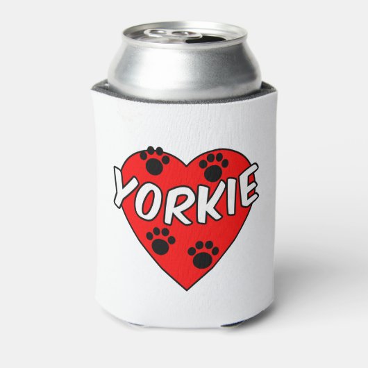 Yorkie Dog schilderen en rood hart Blikjeskoeler (Blikje Achterkant)