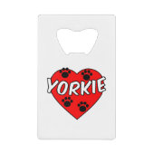 Yorkie Dog schilderen en rood hart Creditkaart Flessenopener (Voorkant)