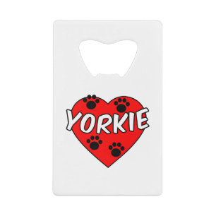 Yorkie Dog schilderen en rood hart Creditkaart Flessenopener