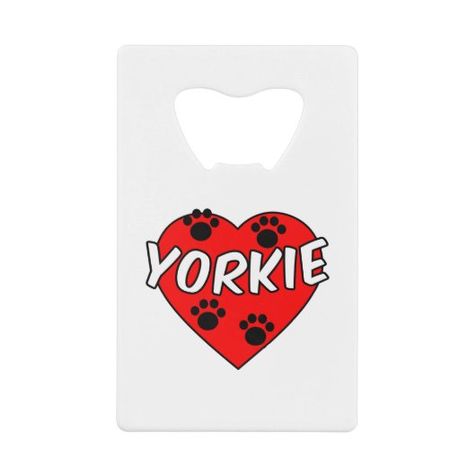 Yorkie Dog schilderen en rood hart Creditkaart Flessenopener (Voorkant)