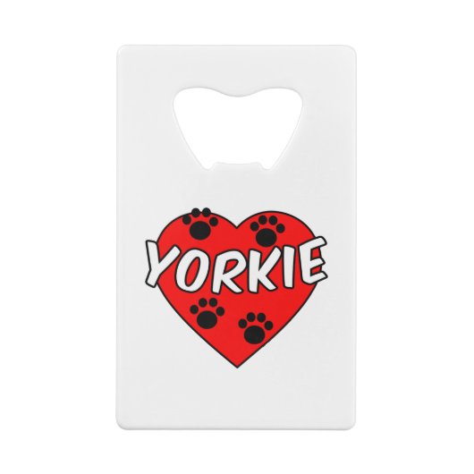 Yorkie Dog schilderen en rood hart Creditkaart Flessenopener (Achterkant)