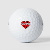 Yorkie Dog schilderen en rood hart Golfballen (Voorkant)