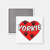 Yorkie Dog schilderen en rood hart Magneet (Voorkant / Achterkant)