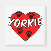 Yorkie Dog schilderen en rood hart Magneet (Voorkant)