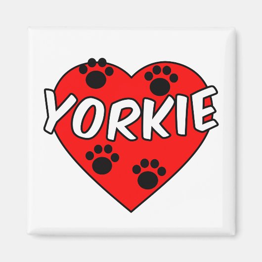 Yorkie Dog schilderen en rood hart Magneet (Voorkant)