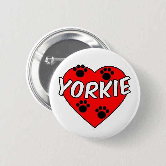 Yorkie Dog schilderen en rood hart Ronde Button 5,7 Cm (Voorkant /achterkant)