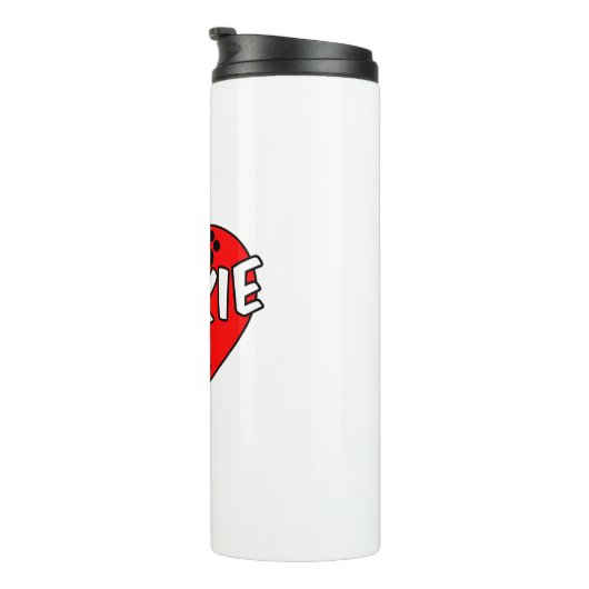 Yorkie Dog schilderen en rood hart Thermosbeker (Geroteerd rechts)