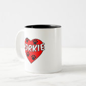 Yorkie Dog schilderen en rood hart Tweekleurige Koffiemok (Voorkant links)