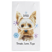 Yorkie Dog Sneeuwvlokken Aangepaste Tekst Kerstmis Klein Cadeauzakje (Achterkant)
