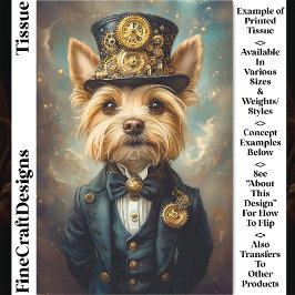 Yorkie Dog, Steampunk Suit & Top Hat CZ7 Decoupage Tissuepapier