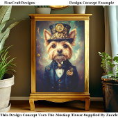 Yorkie Dog, Steampunk Suit Top Hat CZ7F Decoupage Tissuepapier