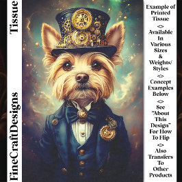 Yorkie Dog, Steampunk Suit Top Hat CZ7F Decoupage Tissuepapier