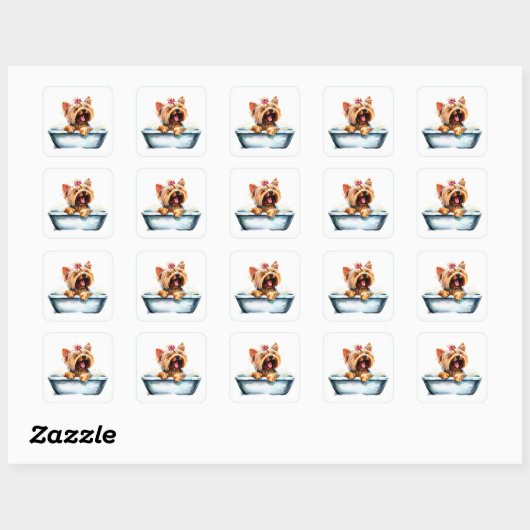Yorkie Dog Vierkante Sticker (Vel)